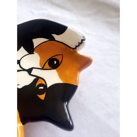Vintage Nina Lyman Calico Cat Dish | Authentic 2001 Cats by Nina Ceramic Decor - Picture 5 of 5
